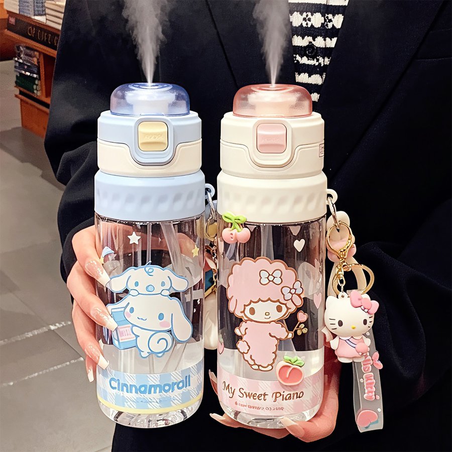 夏日水杯女生高颜值喷雾杯儿童学生上学便携大容量吸管杯子